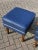 Set of Blue Leather Armchair & Foot Stool For Sale - Image 9 of 11