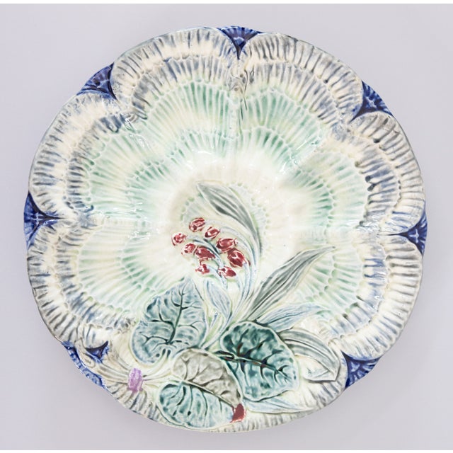 Ceramic Antique Belgian Wasmuel Majolica Oyster Plate, Circa 1880 For Sale - Image 7 of 7