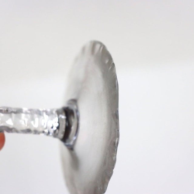 Antique Bohemian Amethyst Floral Cut to Clear Crystal Stemmed Wine Goblets - Set of 3 For Sale - Image 9 of 11