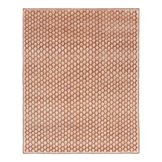 Rug & Kilim’s Modern Block Print Rug in Pink with Cream Floral Pattern - 5x8 For Sale