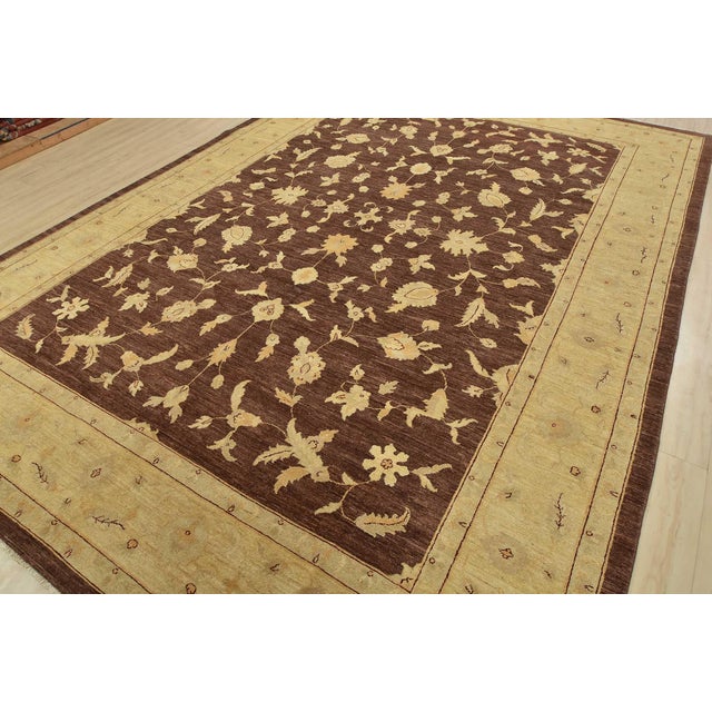 Traditional Ziegler Rug 9'11'' X 13'7'' Brown Wool Traditional Hand-Knotted Oriental Carpet For Sale - Image 3 of 12