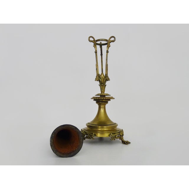 Metal Napoleon III Cone-Shaped Vase with Bronze and Metal Frame, 1800s For Sale - Image 7 of 8