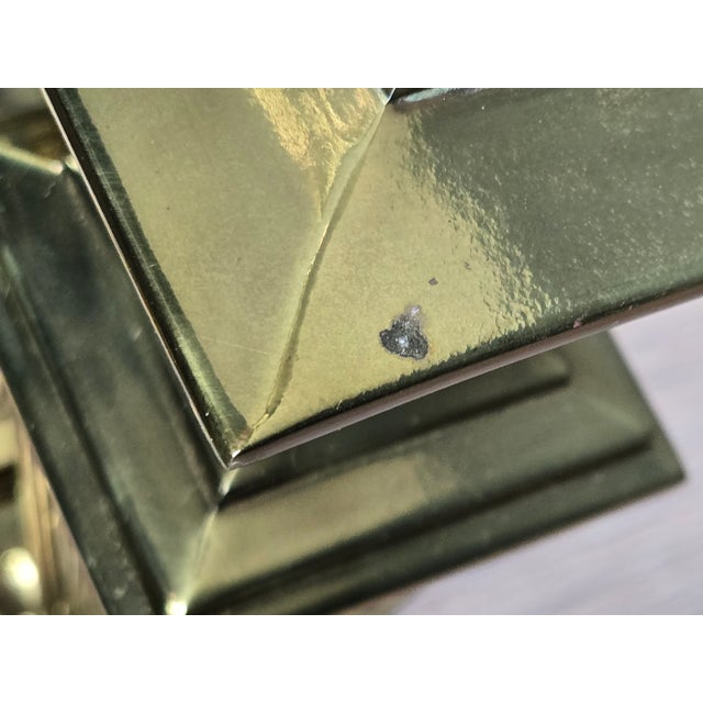 Pair Stiffel Brass Column Faux Candlestick Table Buffet Lamps For Sale - Image 11 of 17