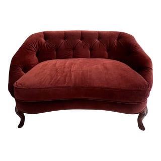 1980s Maroon Settee Newley Reupholstered For Sale