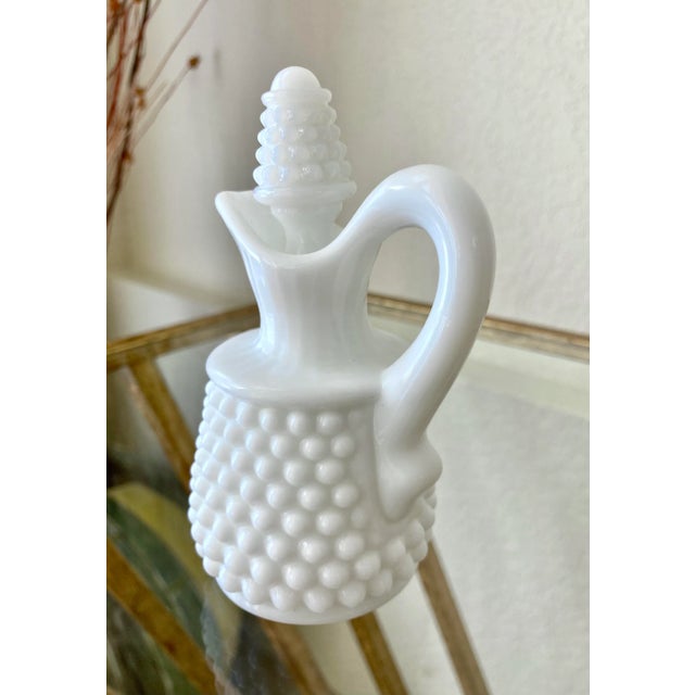 Westmoreland Glass Westmoreland Glass Mid 20th-Century, Pattern #77 American Hobnail Milk Glass Cruet For Sale - Image 4 of 13