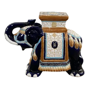 Vintage Colorful Ceramic Elephant Garden Stool