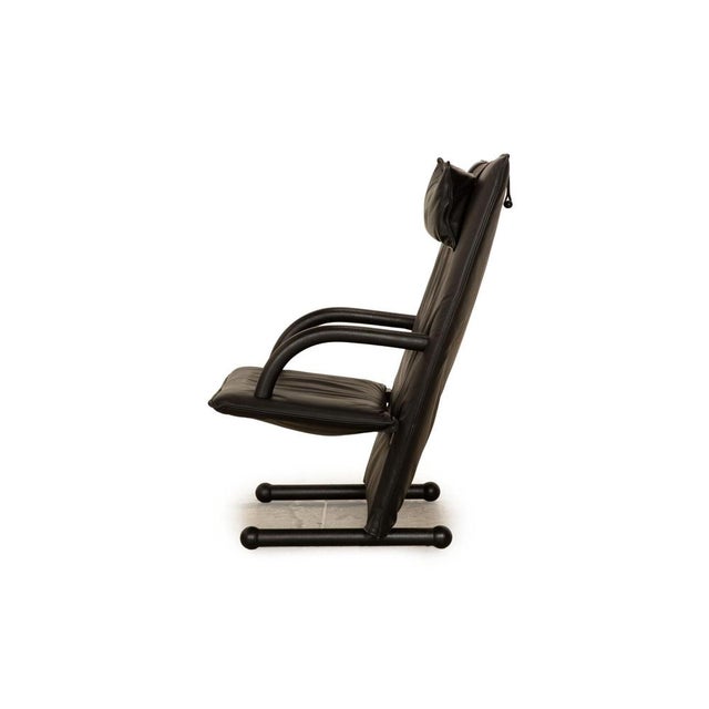 Leather Armchair T-Series Black by Burkhard Vogtherr for Arflex For Sale - Image 9 of 10