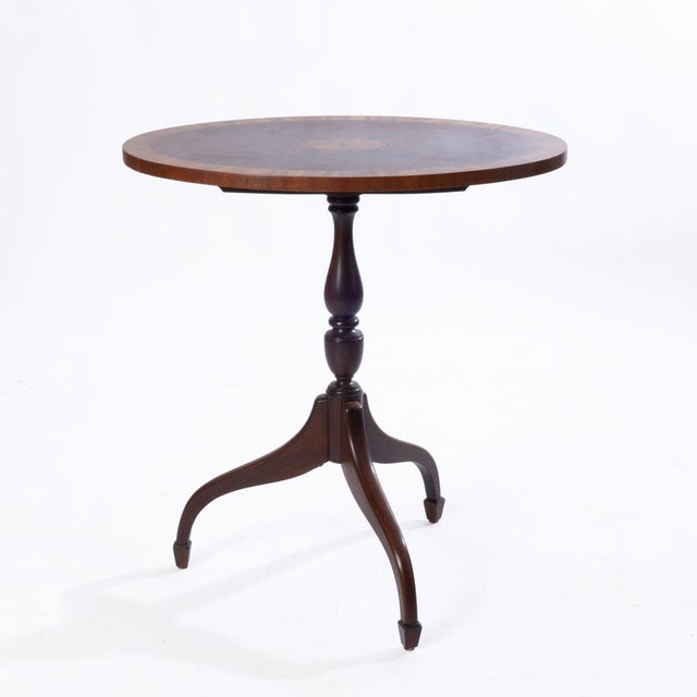 Mid-Century Modern Mid 20th Century Inlaid Mahogany Tilt-Top Table For Sale - Image 3 of 6