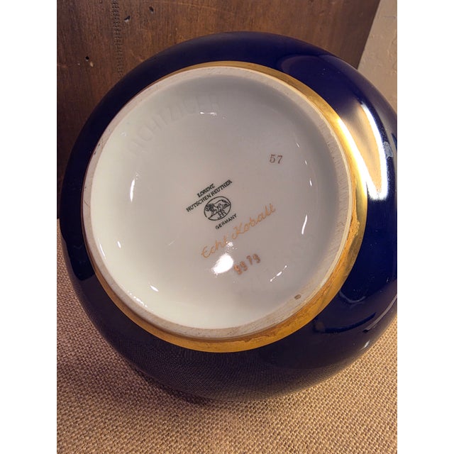 Cobalt Blue and Gold Hutschen Reuther Vase For Sale - Image 10 of 14