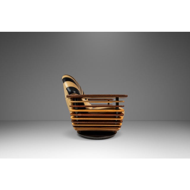 Beige Rare Art Deco Organic Modern "Luxor" Armchair / Lounge Chair in Leather, Spruce & Palmwood Attributed to Pacific Green, Australia, C. 2000s For Sale - Image 8 of 18