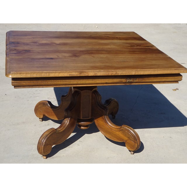 19th Century Square Walnut Pedestal Table For Sale - Image 4 of 18