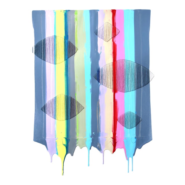 Fils I Colors DCXCIII - Muted Color Abstract Contemporary Art on Paper Original Artwork by Raul De La Torre For Sale