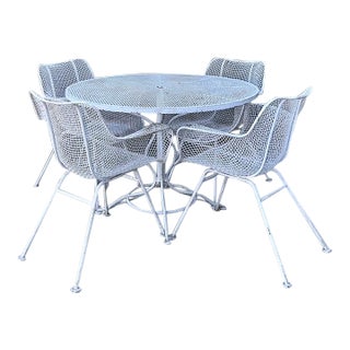 Vintage Russell Woodard “Sculptura” Wrought Iron Dining Set For Sale