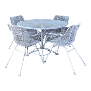 Vintage Russell Woodard “Sculptura” Wrought Iron Dining Set