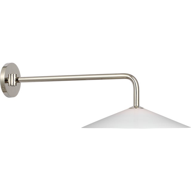 Visual Comfort Amber Lewis for Visual Comfort Signature Ponce 9" Articulating Sconce in Polished Nickel with Milk White Glass Shade For Sale - Image 4 of 12