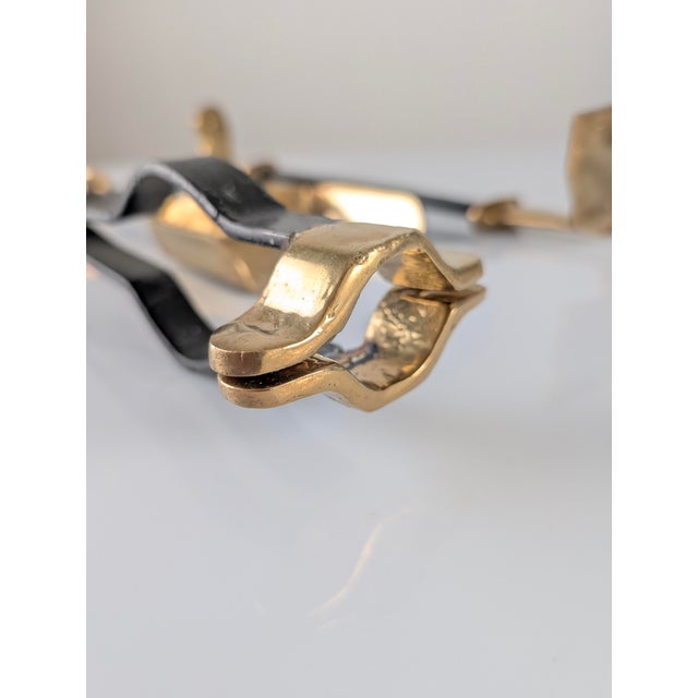 Brutalist Brass and Iron Fireplace Tool Set by David Marshall, 1970s For Sale - Image 6 of 11