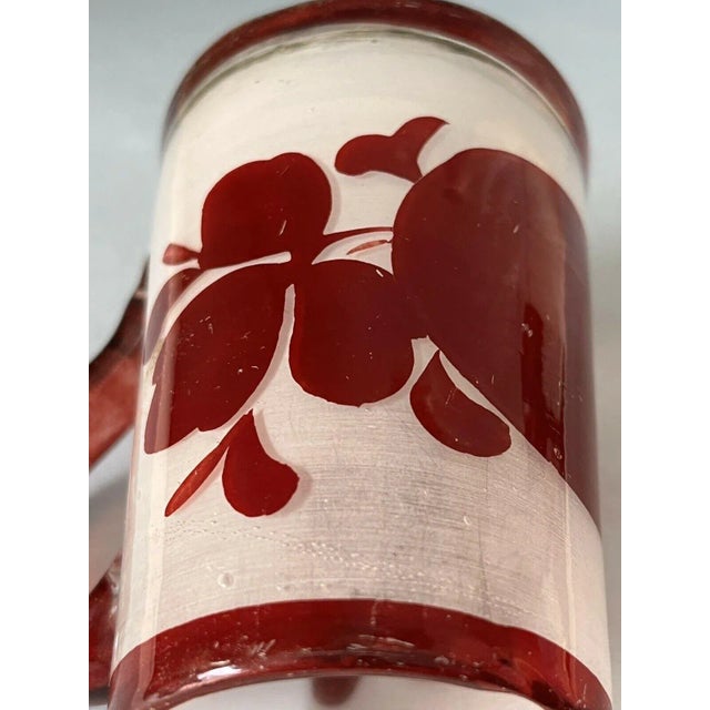 Vintage Oxblood Red on Frosted Clear Cameo Art Glass Handled Tumbler For Sale - Image 12 of 13