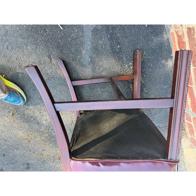 Antique Chippendale Style Mahogany Leather Seat Dining Side Chairs For Sale - Image 12 of 17