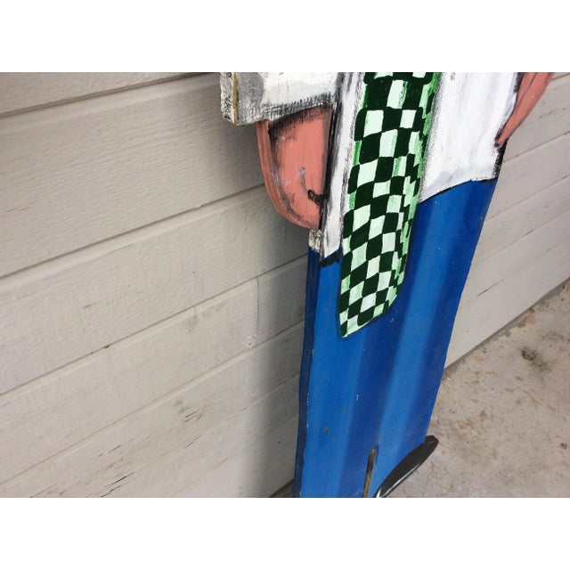 Vintage Late 20th Century French Wood Painted Two Sided Chef Sign For Sale - Image 10 of 13