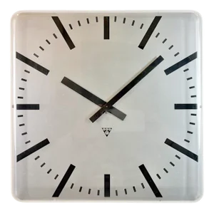 Vintage Square Office Wall Clock from Pragotron, 1980s