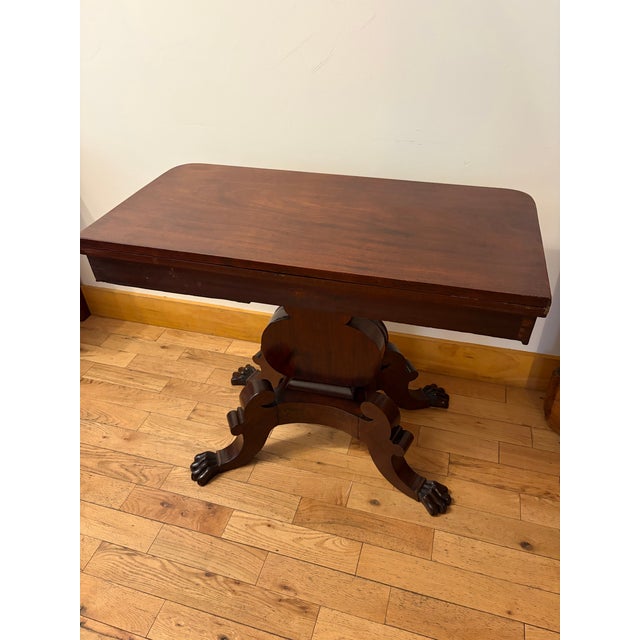 Mid 19th Century Hand Carved Mahogany Empire Dragon Claw Foot Game Table For Sale - Image 10 of 12