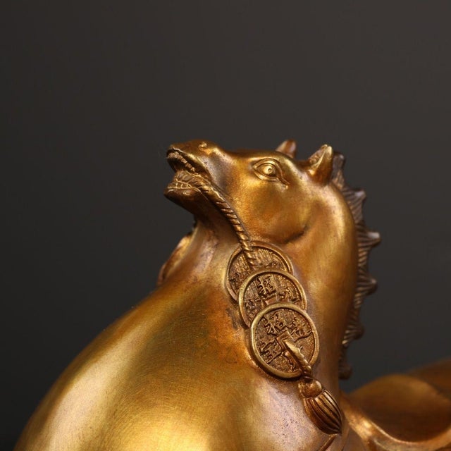Bronze Pair of Vintage Bronze "Money Horse" Sculptures With Coin Accents For Sale - Image 8 of 8