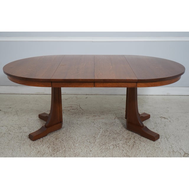 Stickley Mission Oak Split Pedestal Dining Table For Sale - Image 12 of 18