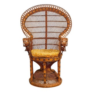 Vintage 1970s Wicker Peacock Chair For Sale
