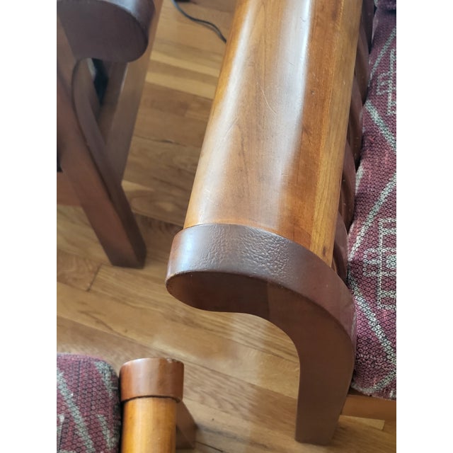 Stickley Brothers Late 20th Century Hickory Chair Company Dark Brown Wood Accent Chairs With Footstool For Sale - Image 4 of 15