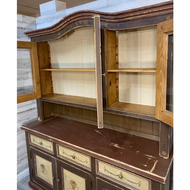 Rustic European Large Antique European Country Hutch Imported For Sale - Image 3 of 8