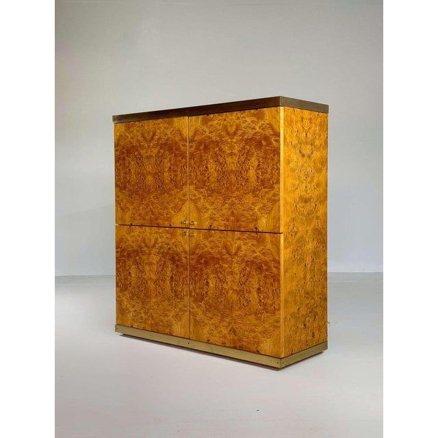 Exclusive Lacquered Burlwood and Brass Bar Cabinet, 1970s For Sale - Image 15 of 15