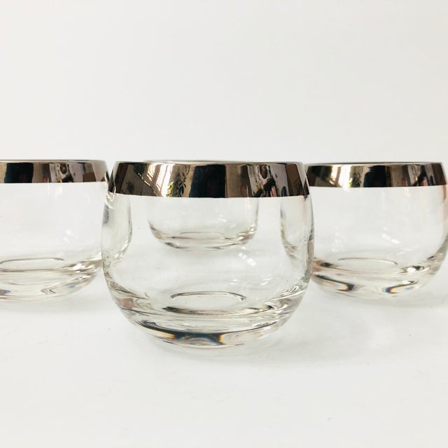 Mid Century Silver Rim Roly Poly Cordials - Set of 4 | Chairish