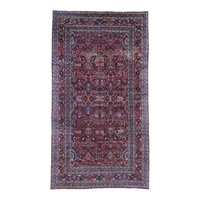 Antique Persian Mashhad Rug - 10'05 X 18'11 For Sale