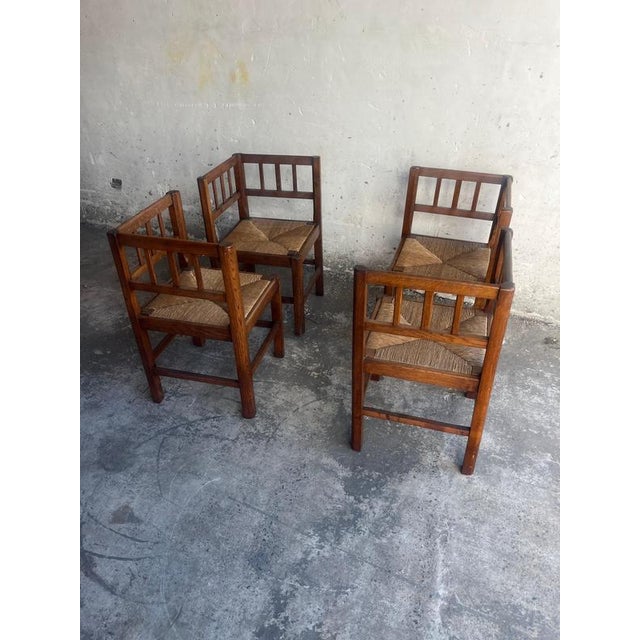 Brutalist Oak Armchairs, 1950s, Set of 4 For Sale - Image 4 of 11