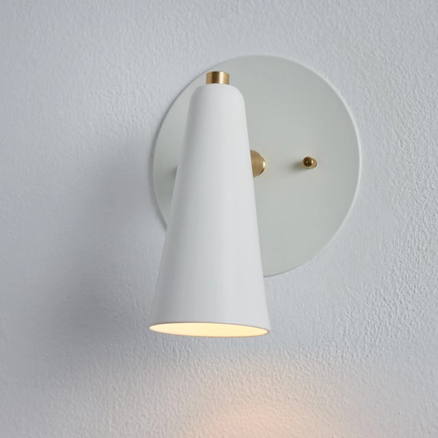 'Lupita' Sconces in White & Brass by Alvaro Benitez - a Pair For Sale In Los Angeles - Image 6 of 13