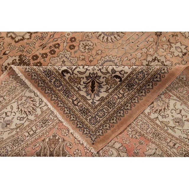 Early 20th Century Antique Tabriz Wool Rug Handmade in Peach For Sale - Image 4 of 7
