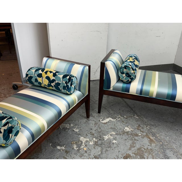Coastal Bespoke Coastal Stripe Benches, Pair For Sale - Image 3 of 12