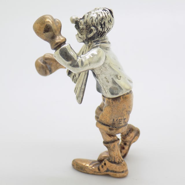 Vintage Italian Silver 800 and Brass Boxer Figurine by Angini, Tuscany, 1970s For Sale - Image 6 of 15