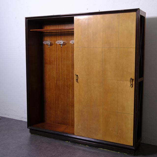 Art Deco Hall Cabinet with Coat Rack, Shelves and Mirror, 1940s For Sale - Image 16 of 18