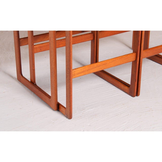 Mid-Century Modern Danish Teak Nesting Tables by Arne Hovmand Olsen for Mogens Kold, 1960s, Set of 3 For Sale - Image 4 of 12