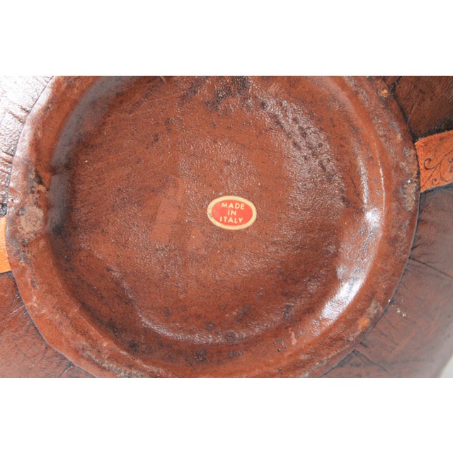 Vintage Nautical Italian Hand Tooled Leather Wrapped Decanter Bottle For Sale - Image 13 of 13