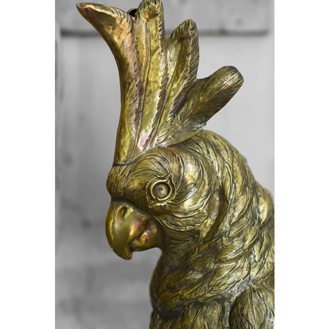 Large Embossed Brass Parrots, 1970s, Set of 2 For Sale - Image 6 of 9