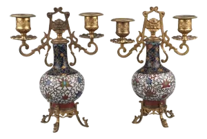 Meiji Japanese Gilt Bronze Candleholders, 1890s, Set of 2