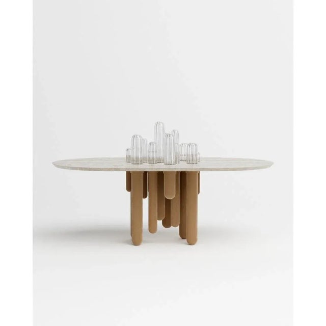 Cactus velvet oval table by mickael koska dimensions: d 110 x w 200 x h 75 cm. Materials: velvet finish, metal, marble,...