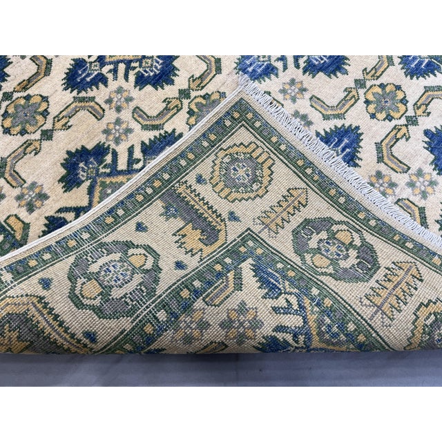 Cream and Blue Chobi Wool Rug, 3'10" X 5'4" For Sale - Image 13 of 13