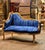 Baroque Baroque Style Blue Gold Leaf Settee Sofa – Upholstered Seating With Sculpted Back For Sale - Image 3 of 3