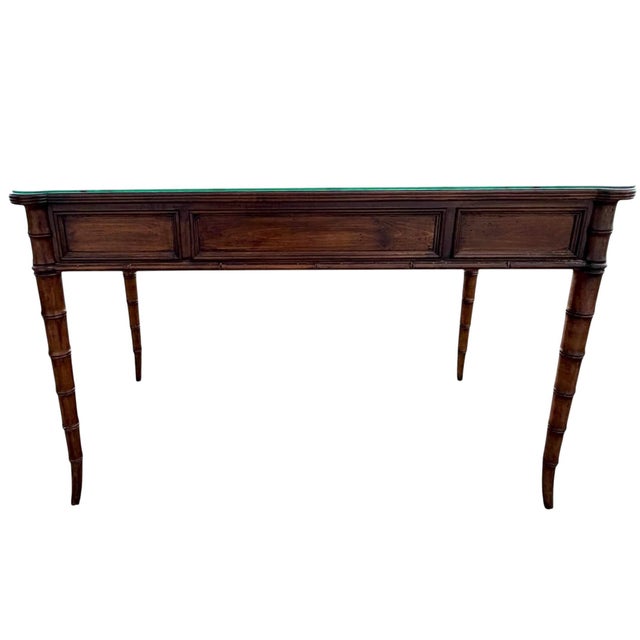 Baker Furniture Company Mid 20th Century Baker Furniture Faux Bamboo Chippendale Desk For Sale - Image 4 of 7