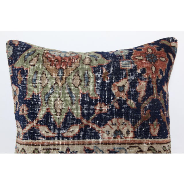 Shabby Chic HandWoven Navy Blue & Green Turkish Rug Pillow Cover -20'' X 20'' For Sale - Image 3 of 8