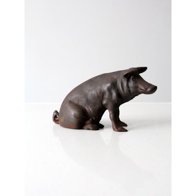 Cast Iron Sitting Pig Bank Farmhouse Kitchen Decor Rustic Statue
