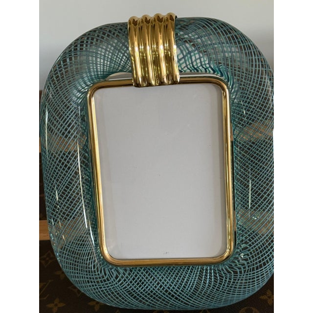 Turquoise Blue Murano Glass Photo Frame with Filigree, 2000s For Sale - Image 8 of 14